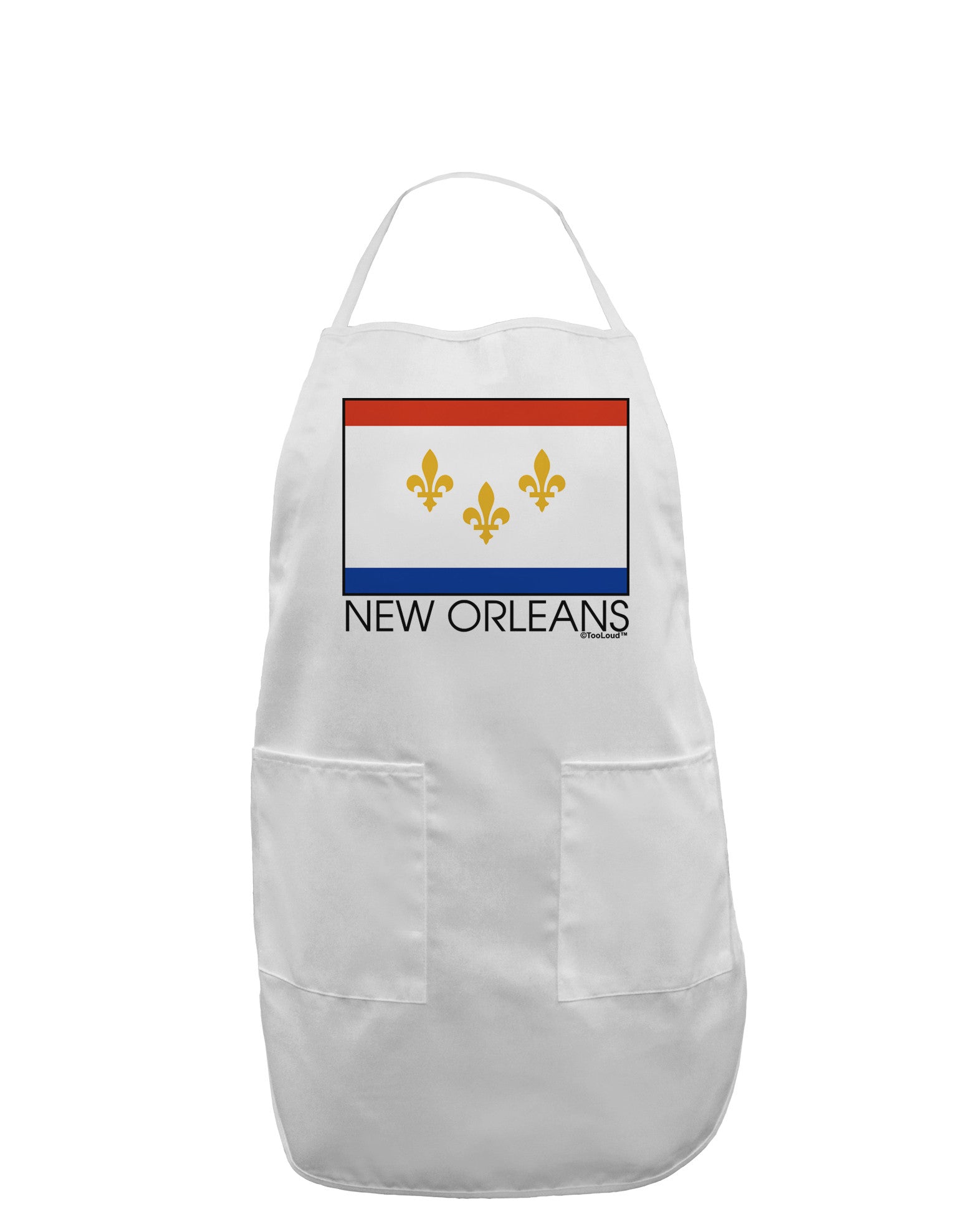 New Orleans Louisiana Flag Text Adult Apron-Bib Apron-TooLoud-White-One-Size-Davson Sales