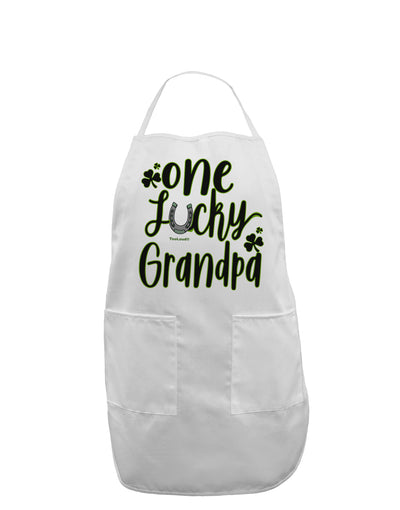 One Lucky Grandpa Shamrock Adult Apron-Bib Apron-TooLoud-White-One-Size-Davson Sales