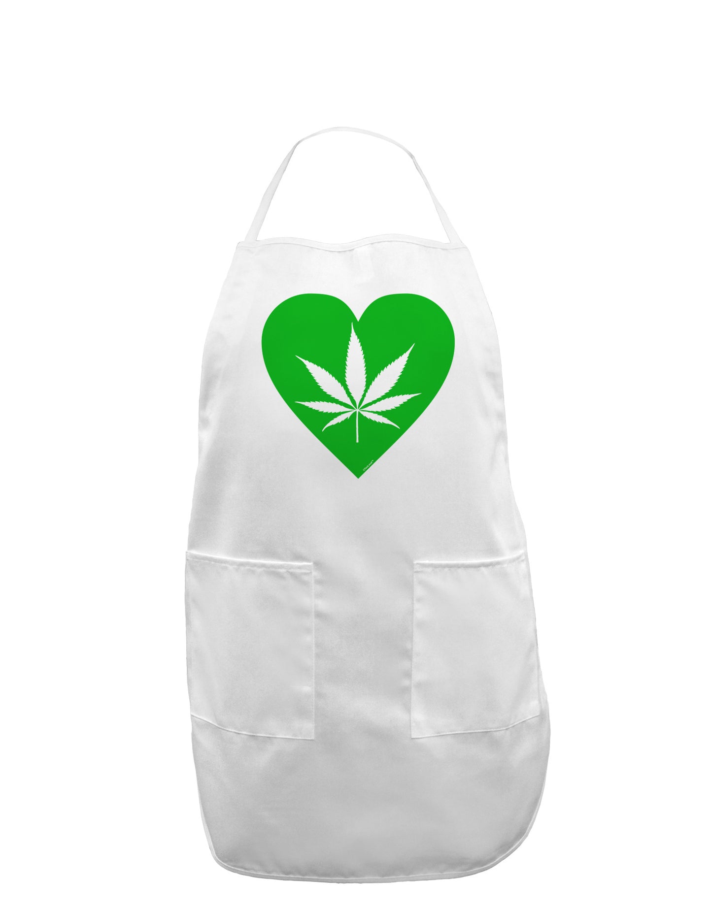 Marijuana Leaf Heart Green Adult Apron-Bib Apron-TooLoud-White-One-Size-Davson Sales
