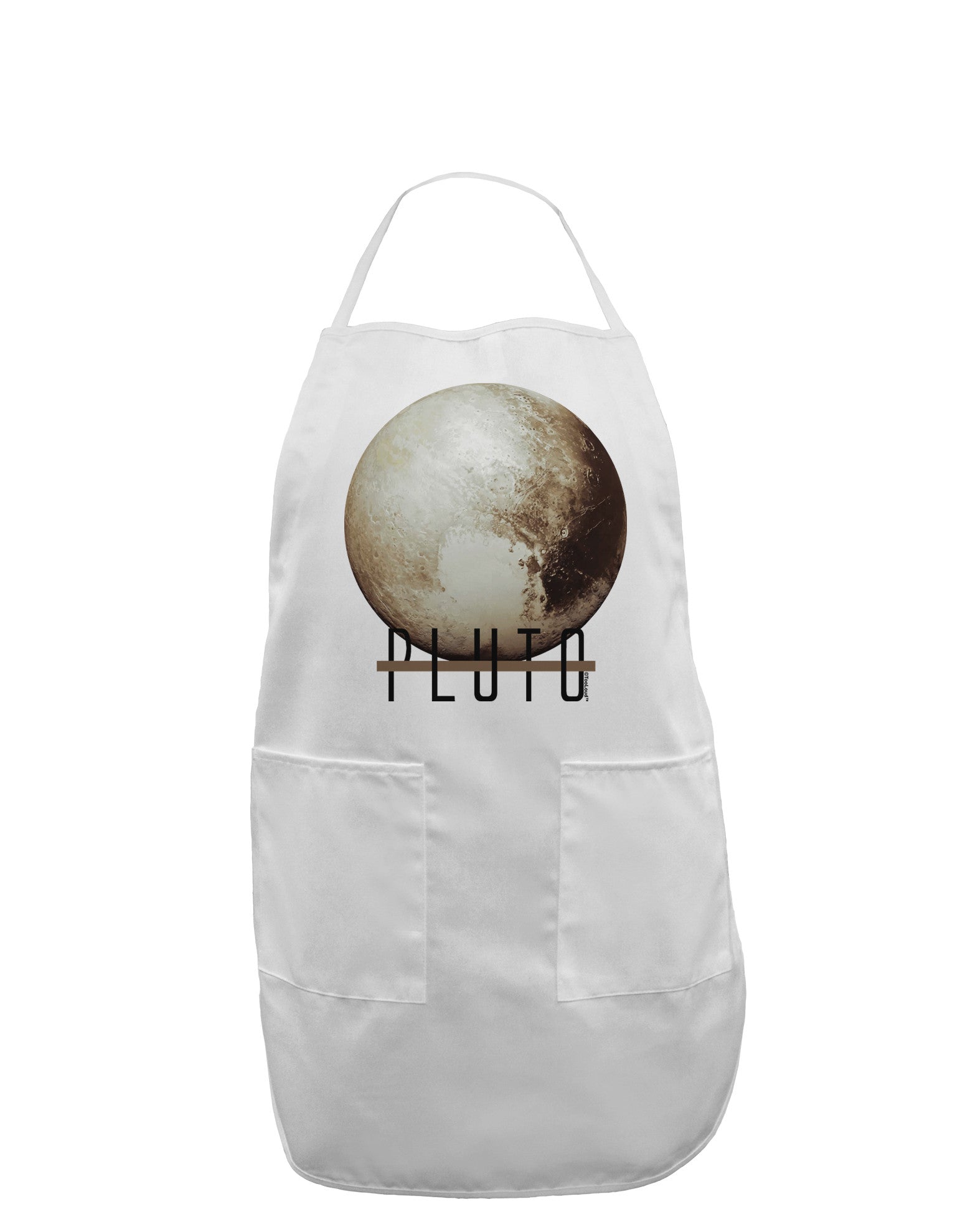 Planet Pluto Text Adult Apron-Bib Apron-TooLoud-White-One-Size-Davson Sales