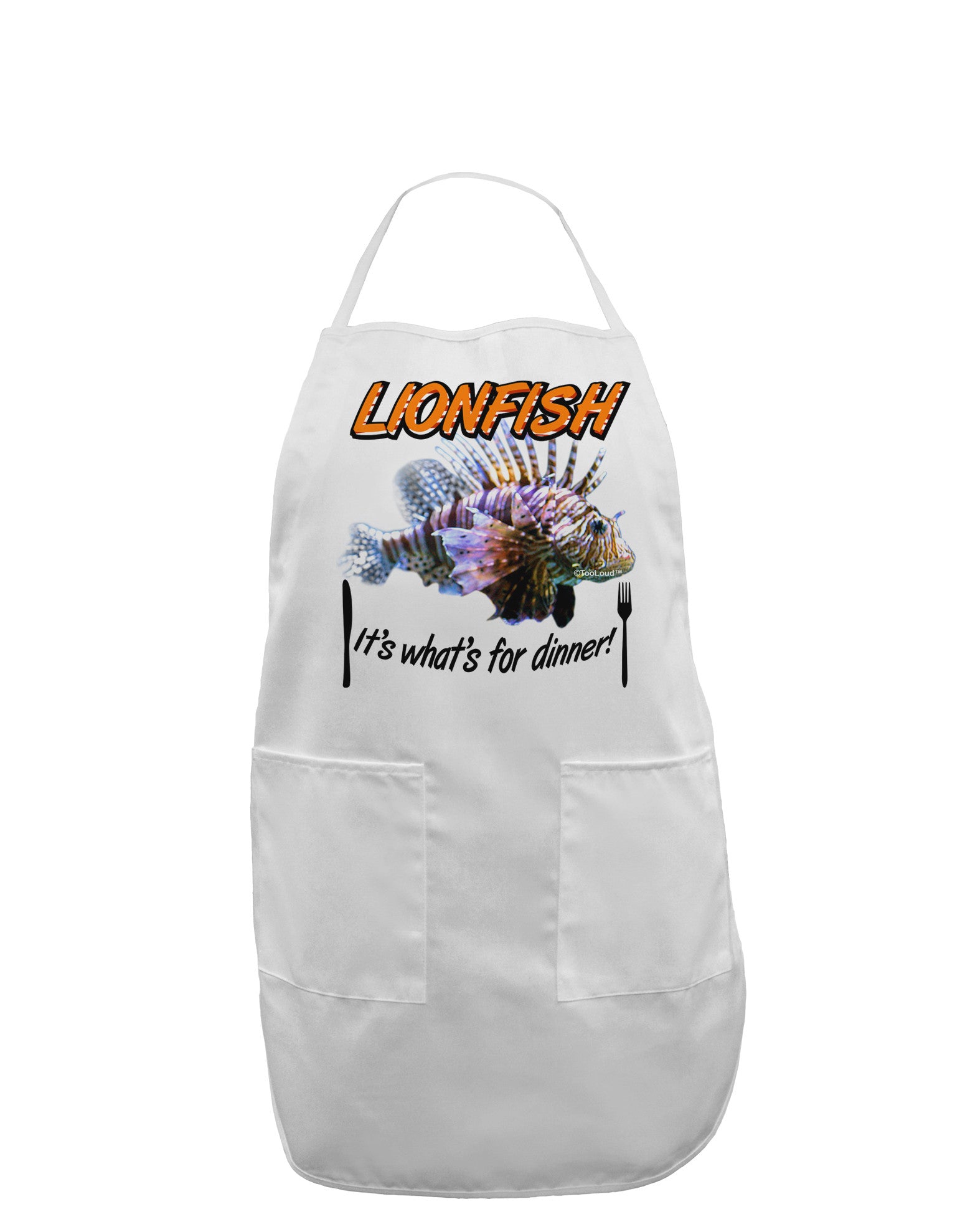 Lionfish - It's What's For Dinner Adult Apron-Bib Apron-TooLoud-White-One-Size-Davson Sales