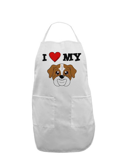 I Heart My - Cute Bulldog - Red Adult Apron by TooLoud-Bib Apron-TooLoud-White-One-Size-Davson Sales