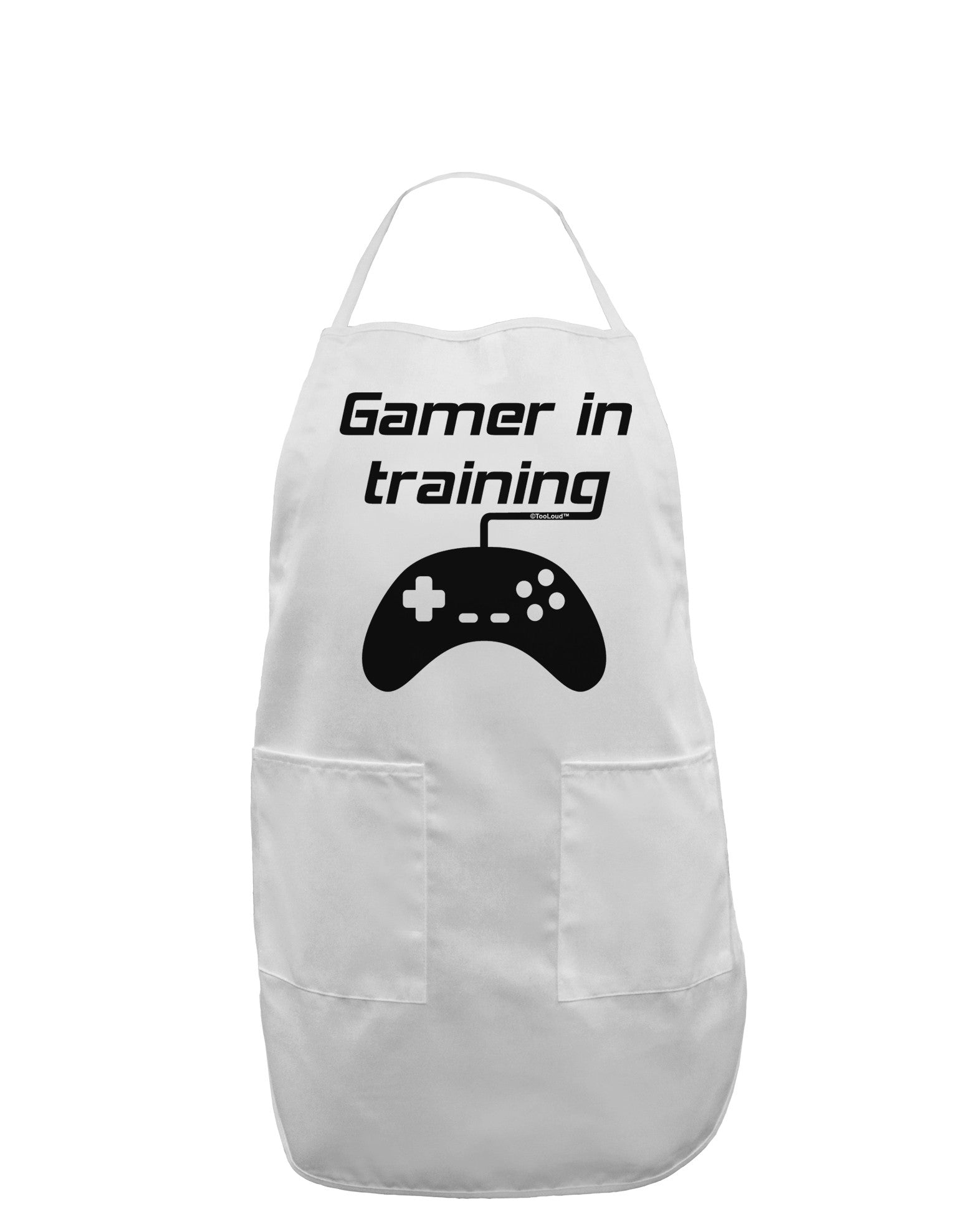 Gamer In Training BnW Adult Apron-Bib Apron-TooLoud-White-One-Size-Davson Sales