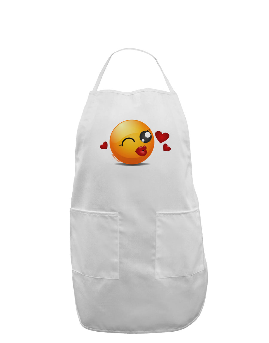 Kissy Face Emoji Girl Adult Apron-Bib Apron-TooLoud-White-One-Size-Davson Sales