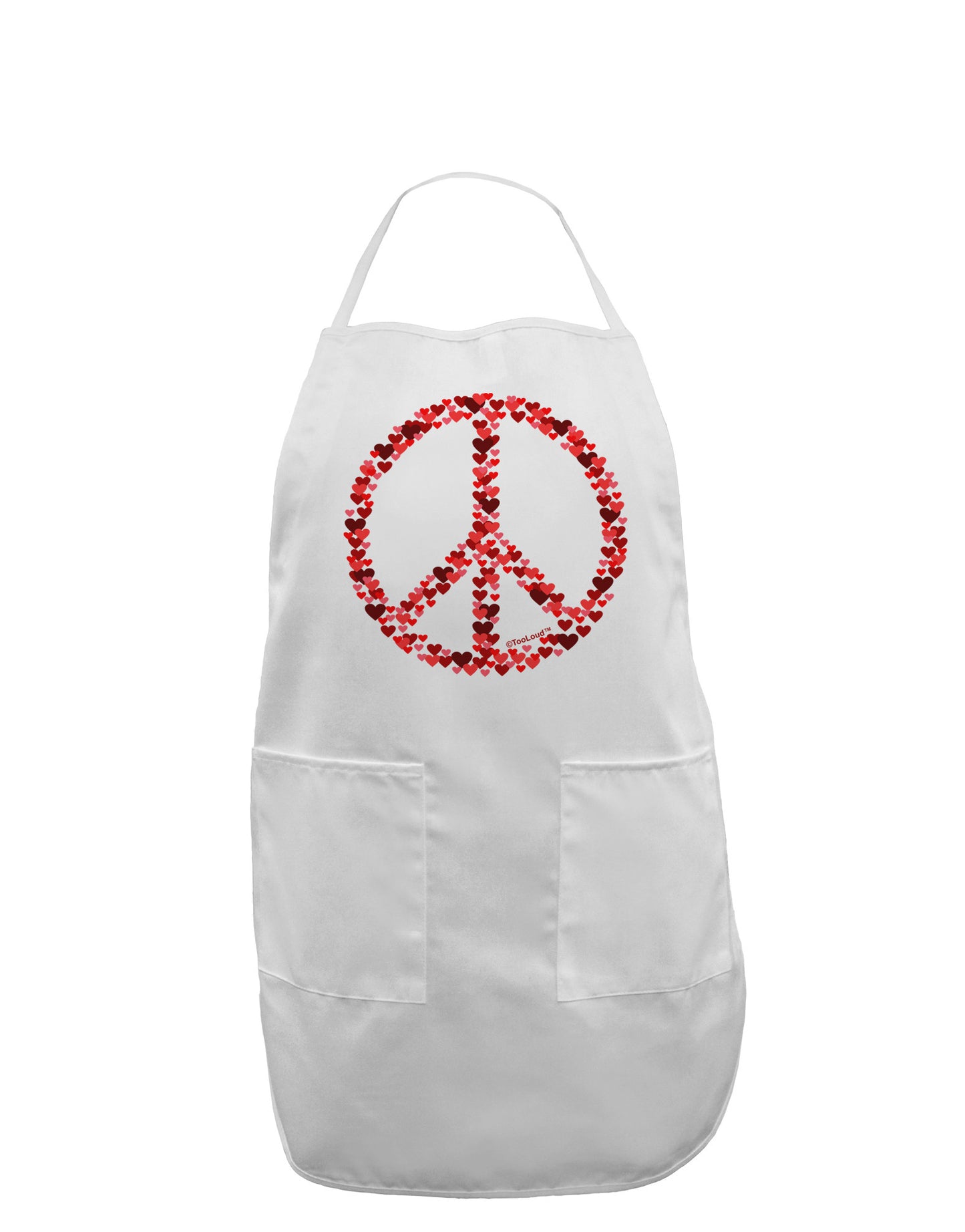 Peace Sign Hearts Red Adult Apron-Bib Apron-TooLoud-White-One-Size-Davson Sales