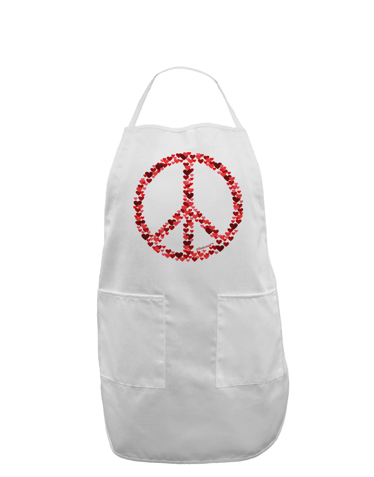 Peace Sign Hearts Red Adult Apron-Bib Apron-TooLoud-White-One-Size-Davson Sales