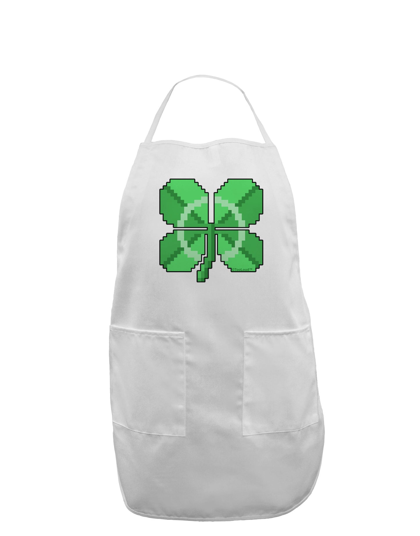 Pixel Four Leaf Clover Adult Apron-Bib Apron-TooLoud-White-One-Size-Davson Sales