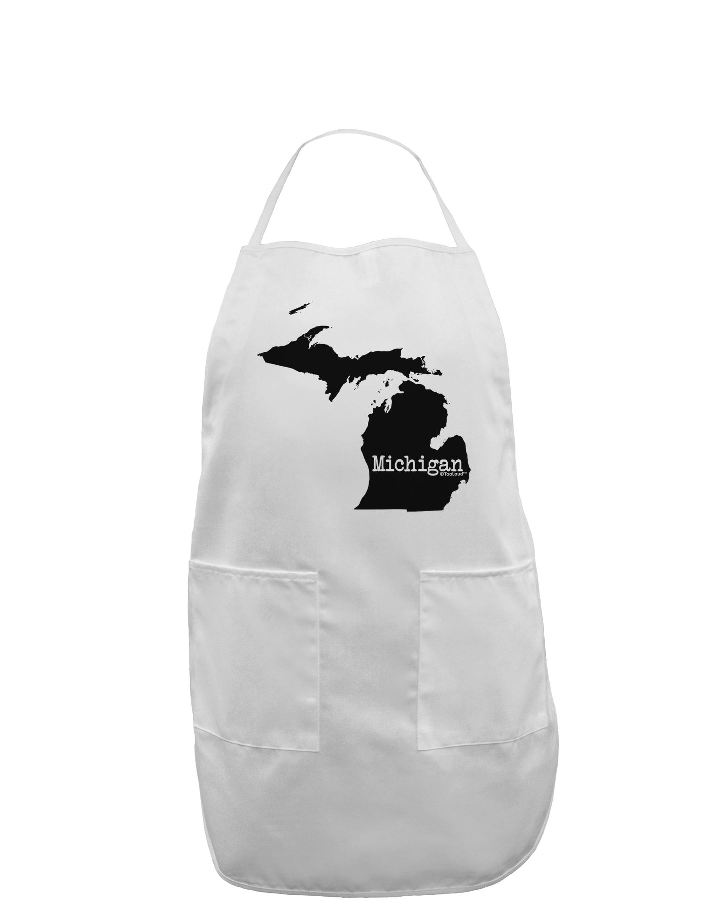 Michigan - United States Shape Adult Apron-Bib Apron-TooLoud-White-One-Size-Davson Sales