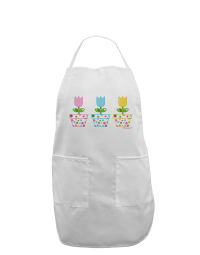 Three Easter Tulips Adult Apron by TooLoud-Bib Apron-TooLoud-White-One-Size-Davson Sales