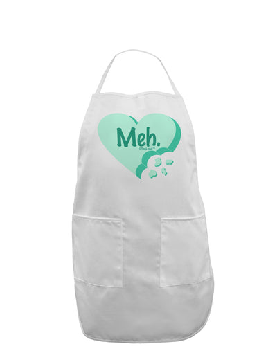 Meh Candy Heart Green - Valentines Day Adult Apron by TooLoud-Bib Apron-TooLoud-White-One-Size-Davson Sales