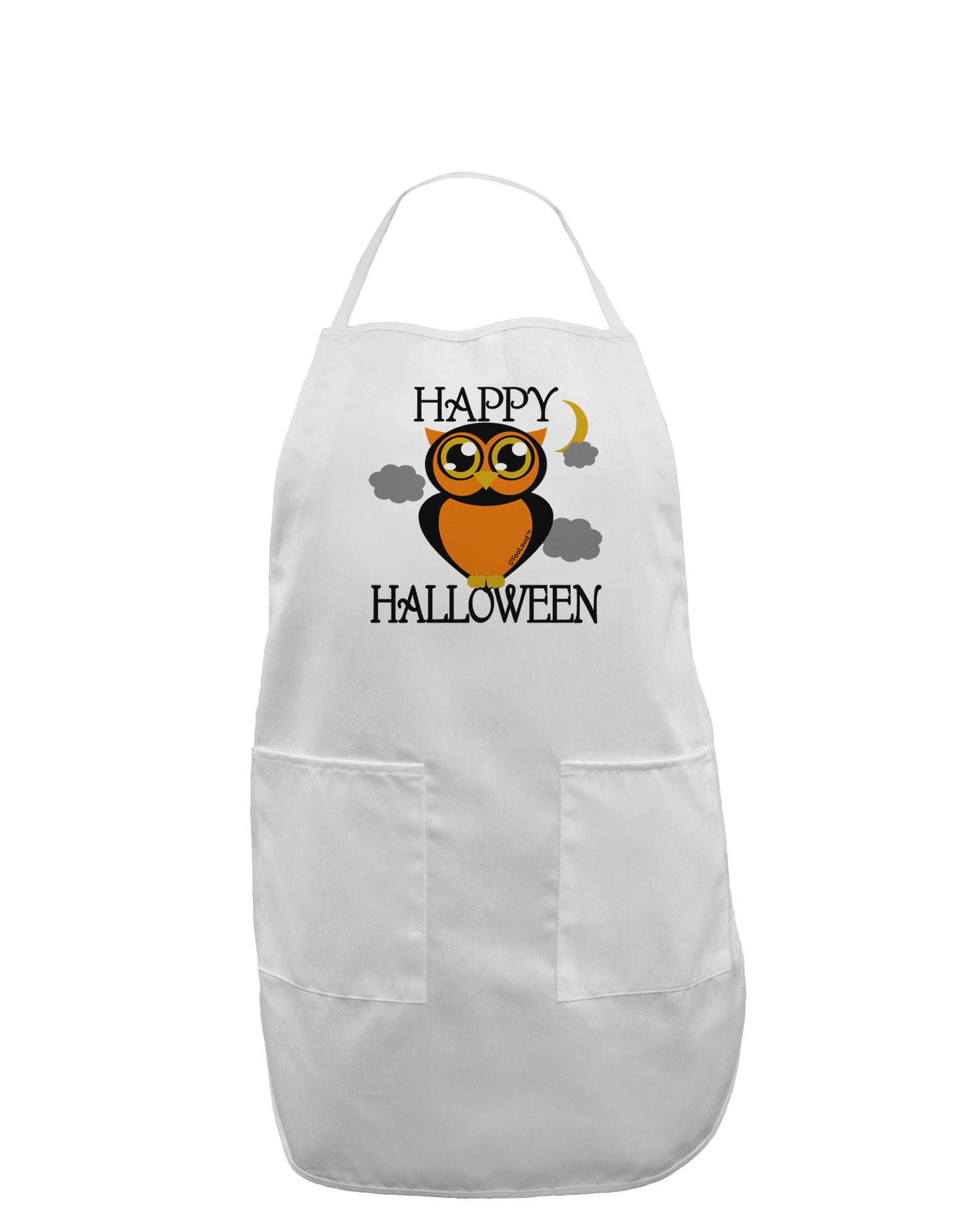 Owl Orange Text Adult Apron-Bib Apron-TooLoud-White-One-Size-Davson Sales