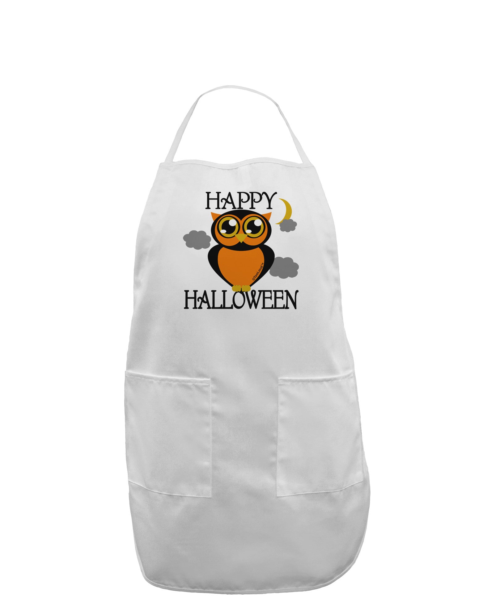 Owl Orange Text Adult Apron-Bib Apron-TooLoud-White-One-Size-Davson Sales