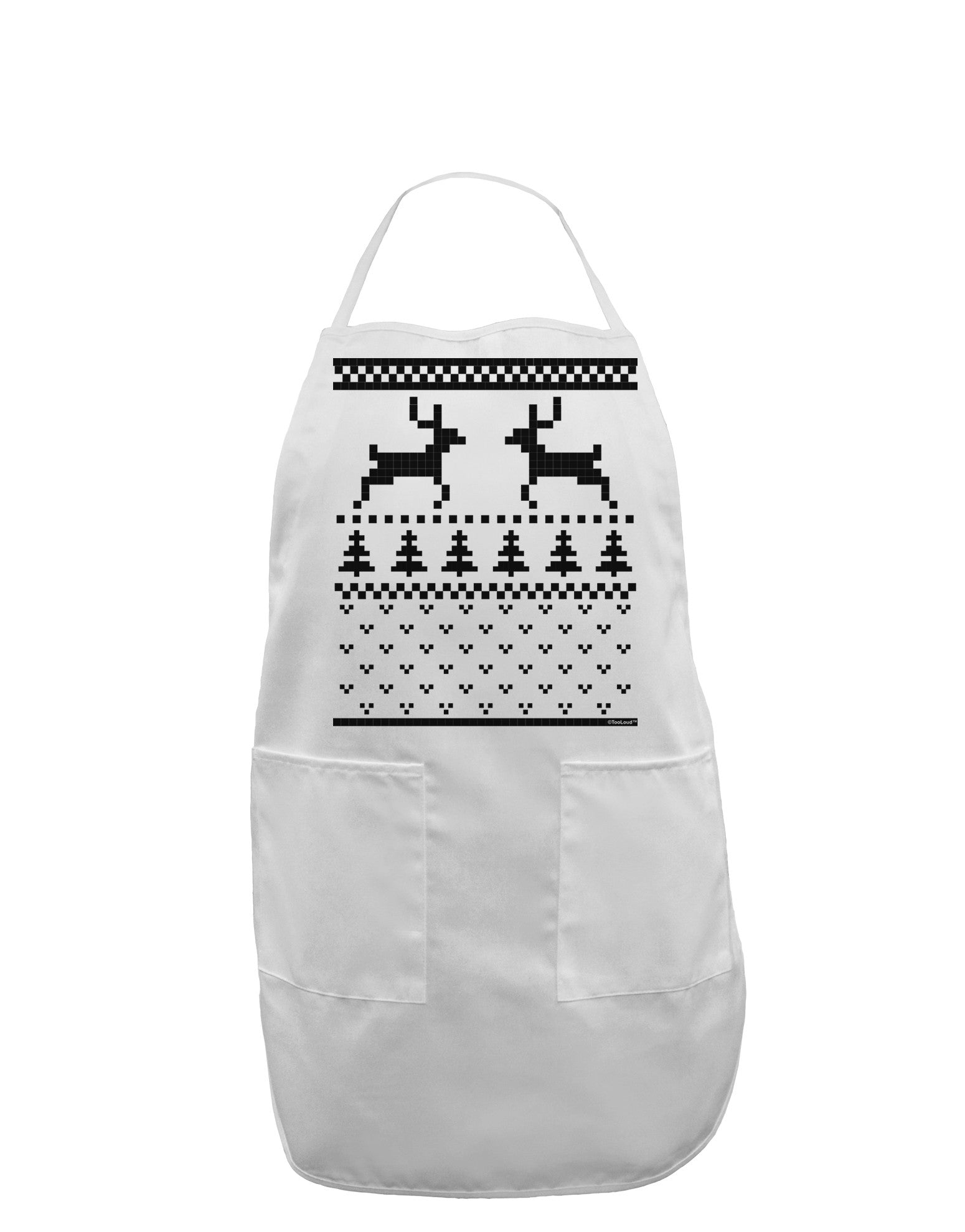 Ugly Christmas Sweater Reindeer Pattern Adult Apron-Bib Apron-TooLoud-White-One-Size-Davson Sales