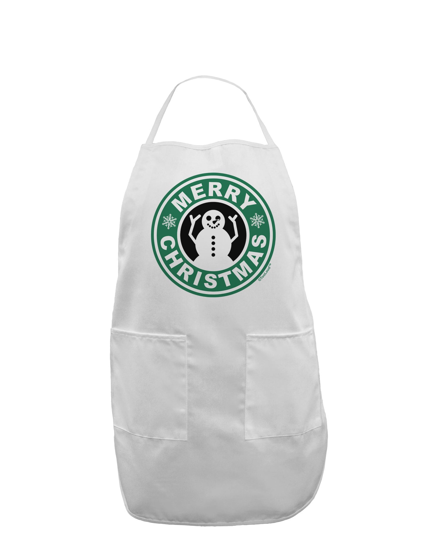 Merry Christmas Latte Logo Adult Apron-Bib Apron-TooLoud-White-One-Size-Davson Sales