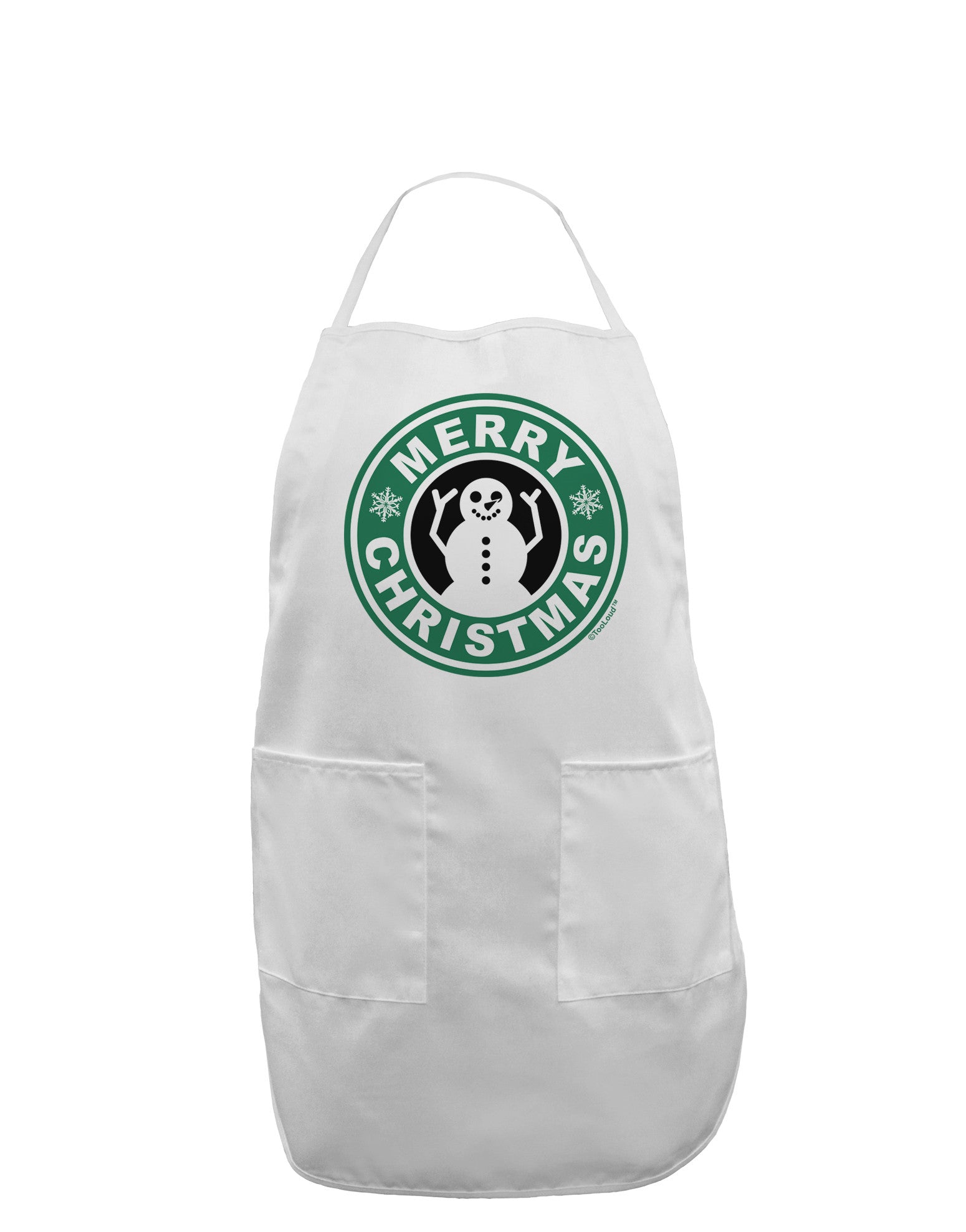 Merry Christmas Latte Logo Adult Apron-Bib Apron-TooLoud-White-One-Size-Davson Sales