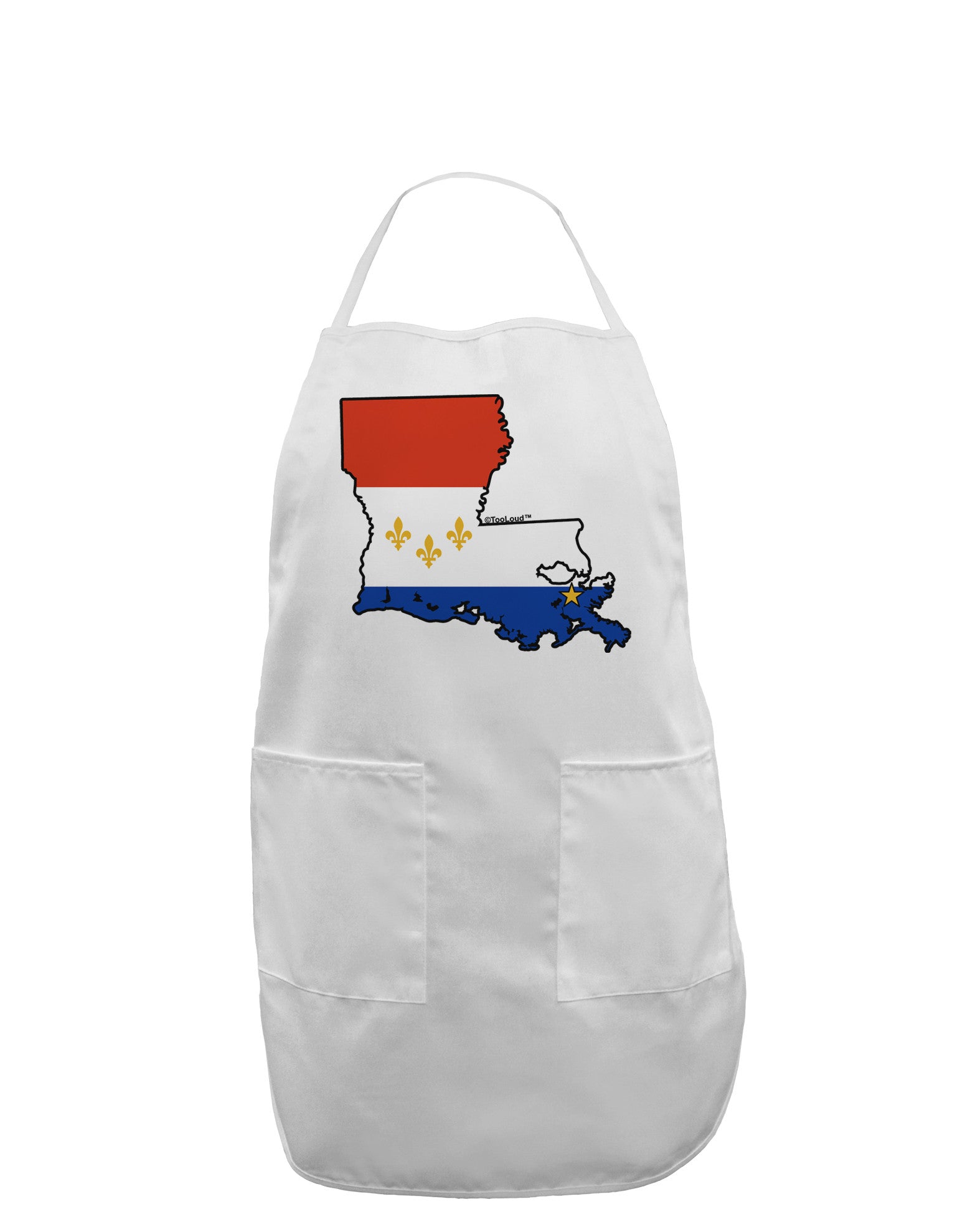 New Orleans Louisiana Flag Adult Apron-Bib Apron-TooLoud-White-One-Size-Davson Sales