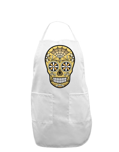 Version 8 Gold Day of the Dead Calavera Adult Apron-Bib Apron-TooLoud-White-One-Size-Davson Sales