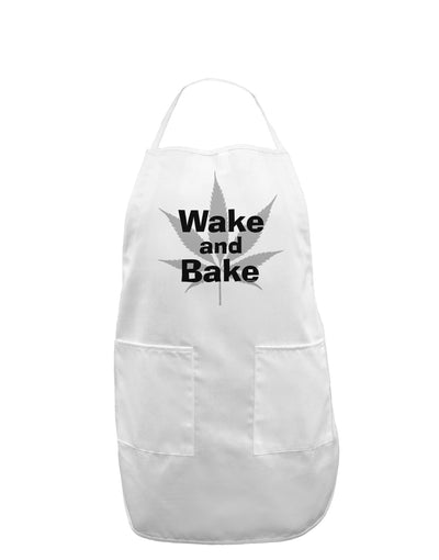 Wake and Bake - Marijuana Leaf B&W Adult Apron-Bib Apron-TooLoud-White-One-Size-Davson Sales