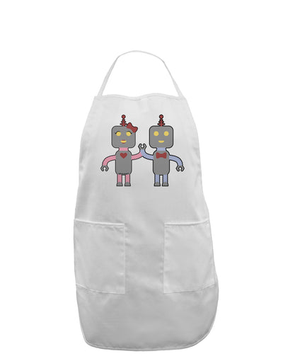 Cute Robot Love Adult Apron-Bib Apron-TooLoud-White-One-Size-Davson Sales