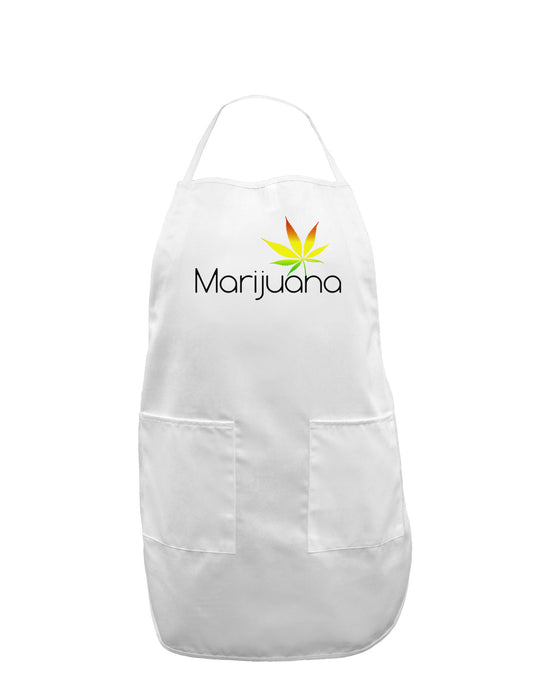 Marijuana Text and Leaf - Rastafarian Adult Apron-Bib Apron-TooLoud-White-One-Size-Davson Sales