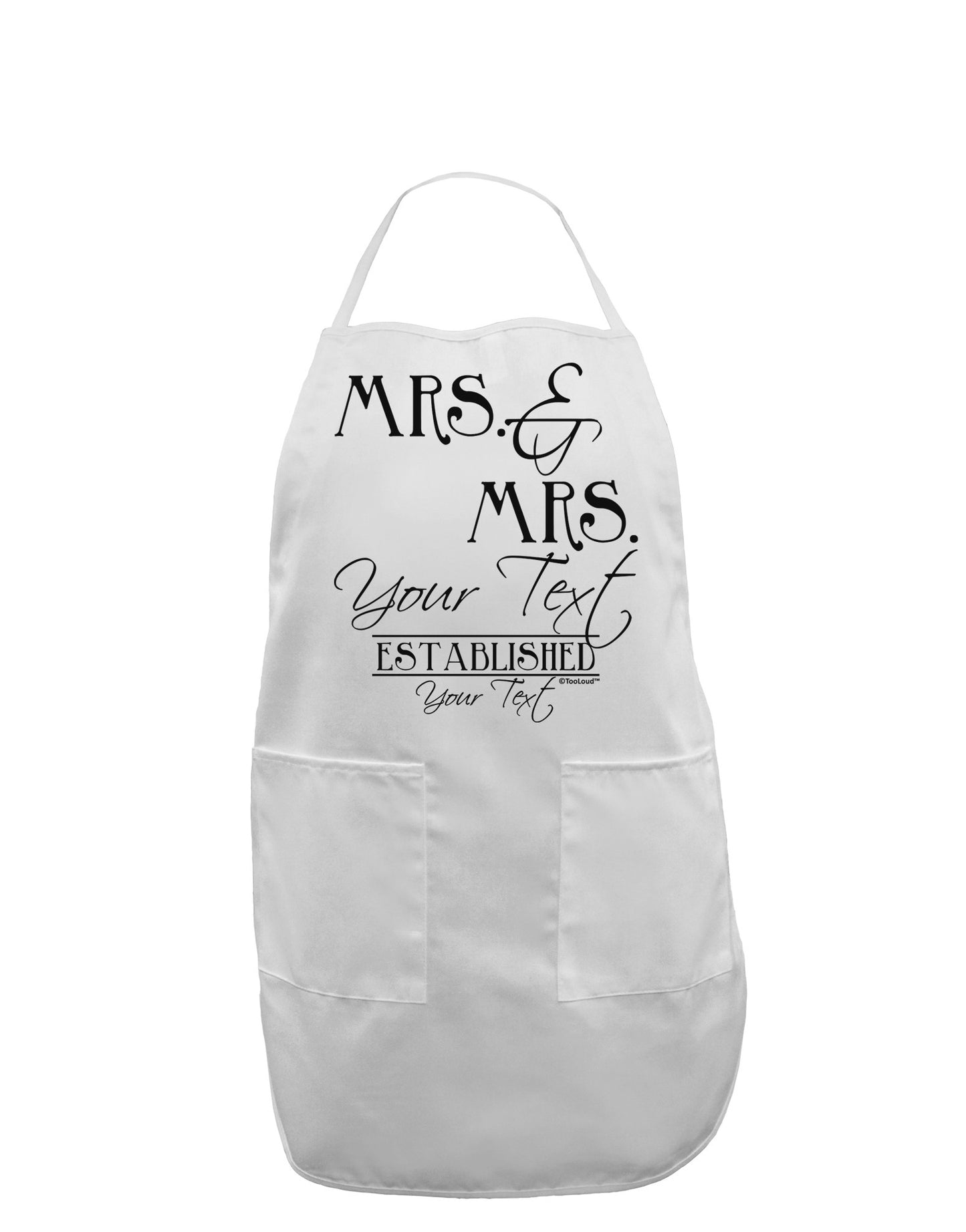 Personalized Mrs and Mrs Lesbian Wedding - Name- Established -Date- Design Adult Apron-Bib Apron-TooLoud-White-One-Size-Davson Sales