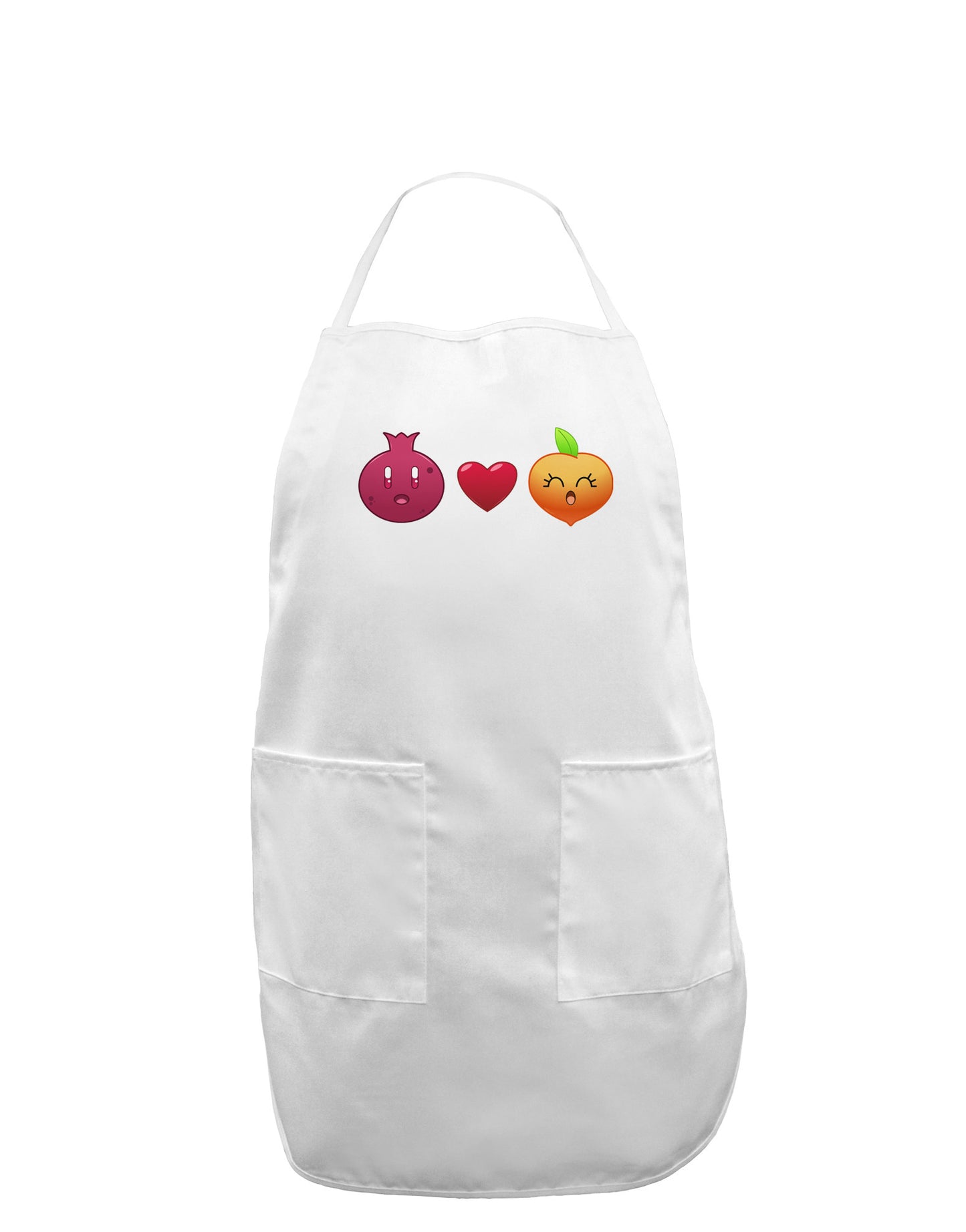Pomegranate Heart Peach Adult Apron-Bib Apron-TooLoud-White-One-Size-Davson Sales