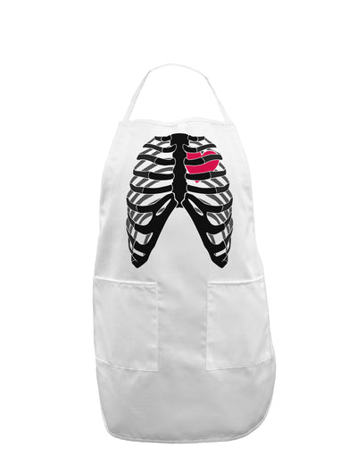 Black Skeleton Bones Ribcage with Heart Adult Apron-Bib Apron-TooLoud-White-One-Size-Davson Sales