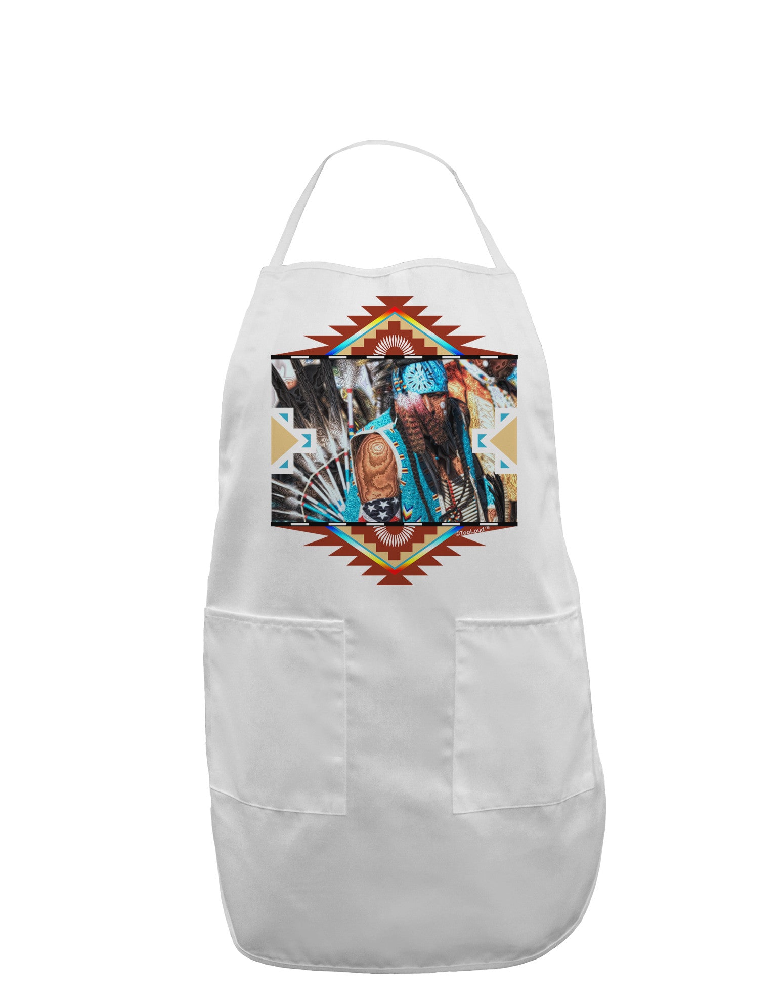Native American Dancer 2 Adult Apron-Bib Apron-TooLoud-White-One-Size-Davson Sales