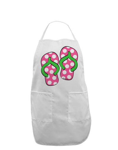 Cute Polka Dot Flip Flops - Pink and Green Adult Apron-Bib Apron-TooLoud-White-One-Size-Davson Sales