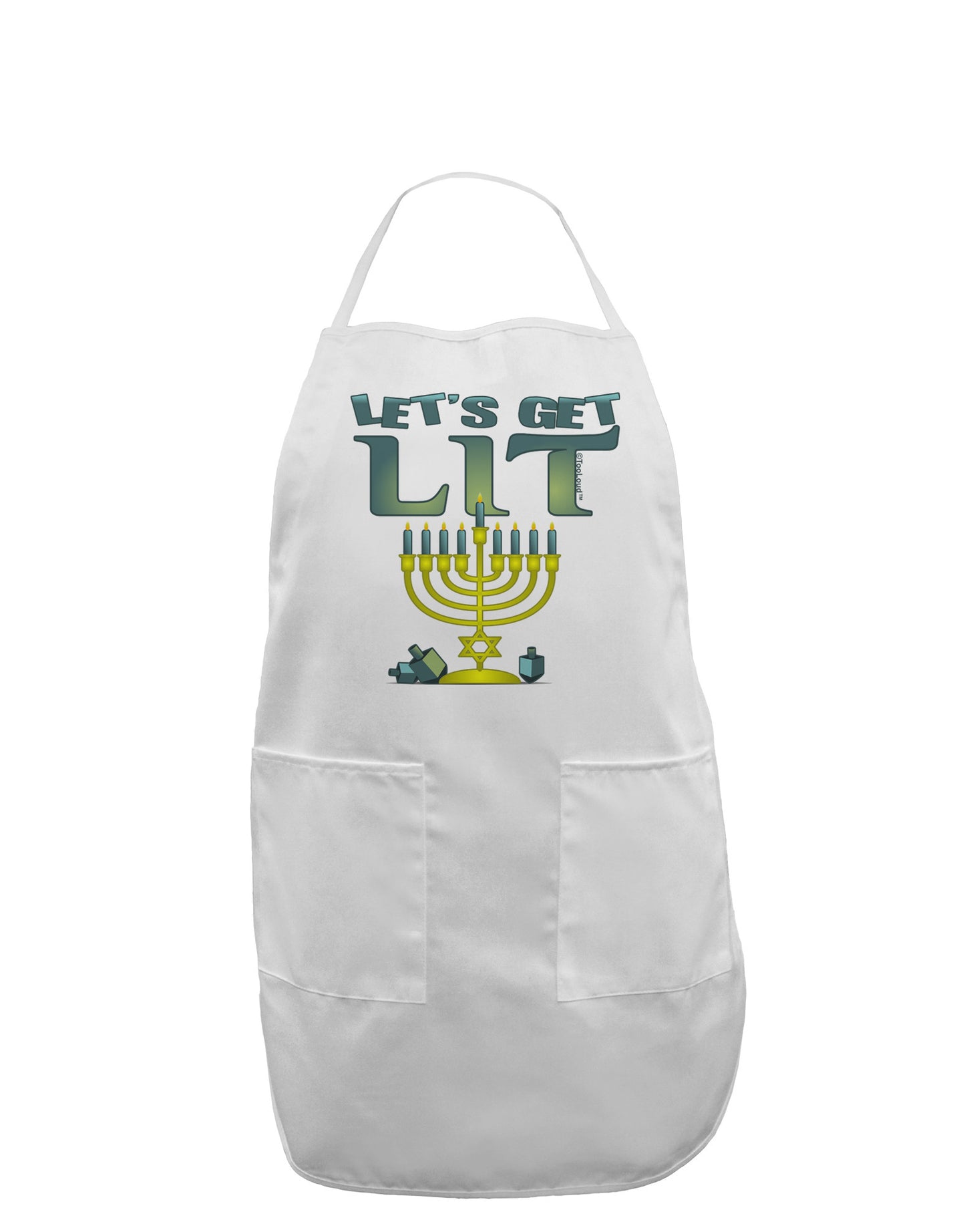 Let's Get Lit Menorah Adult Apron-Bib Apron-TooLoud-White-One-Size-Davson Sales