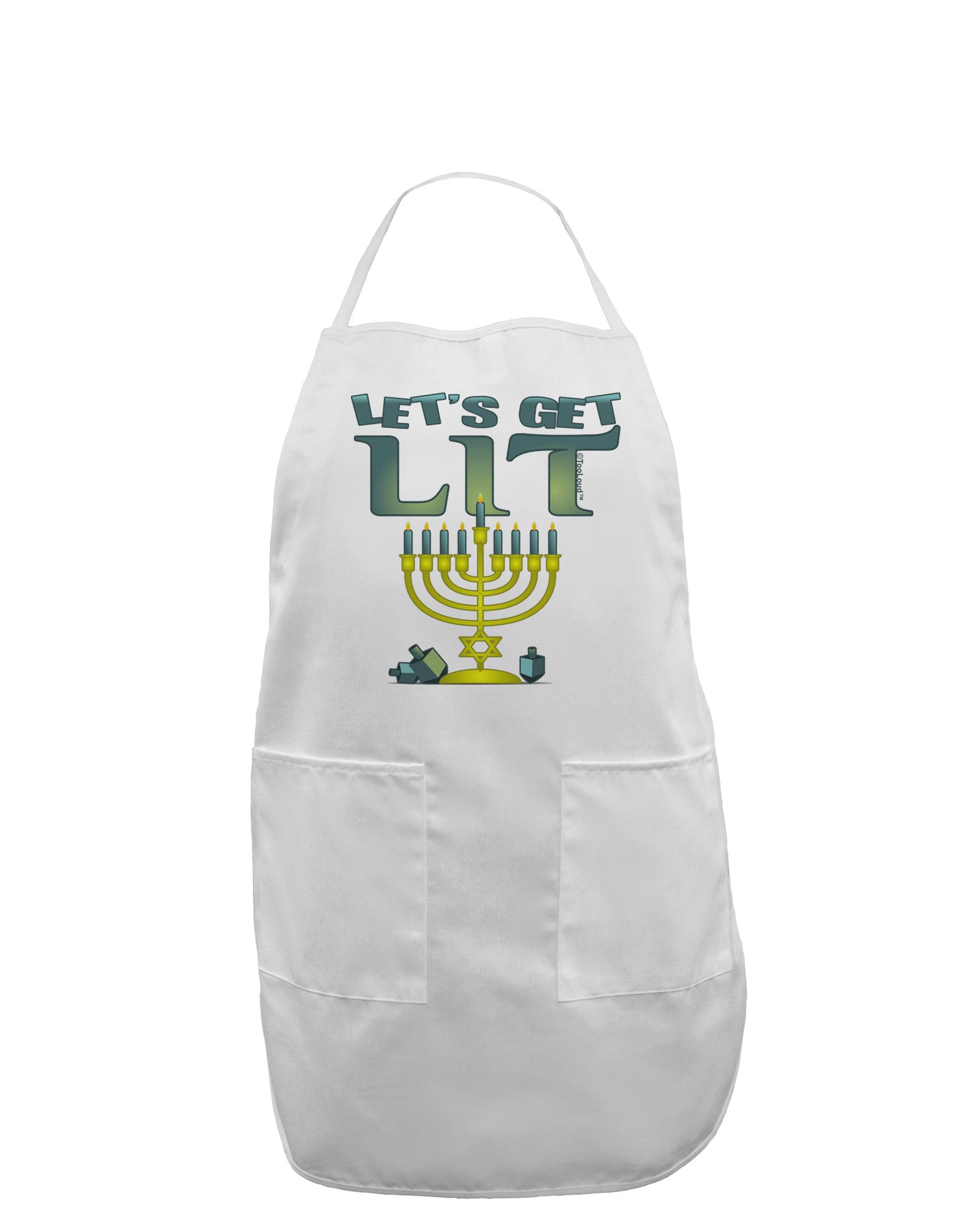 Let's Get Lit Menorah Adult Apron-Bib Apron-TooLoud-White-One-Size-Davson Sales