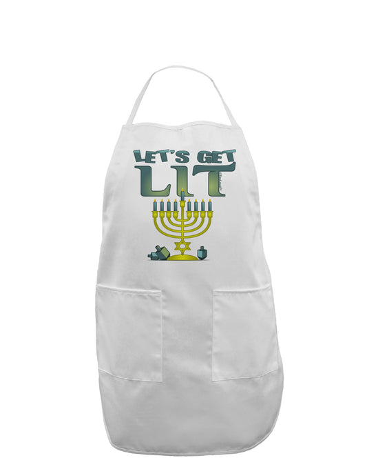Let's Get Lit Menorah Adult Apron-Bib Apron-TooLoud-White-One-Size-Davson Sales