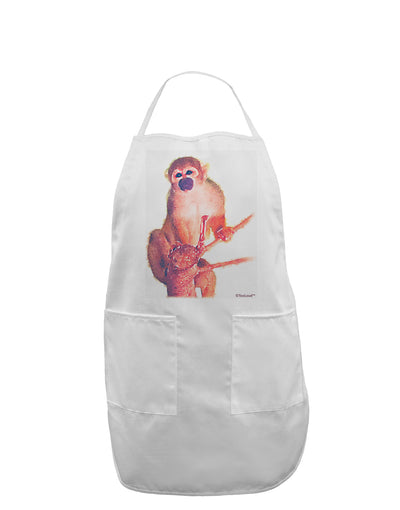 Monkey in Tree Watercolor Adult Apron-Bib Apron-TooLoud-White-One-Size-Davson Sales