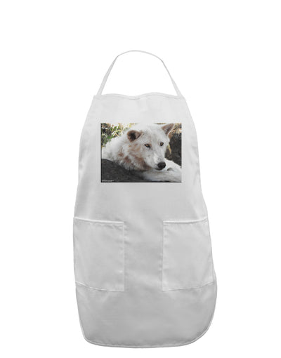 Laying White Wolf Adult Apron-Bib Apron-TooLoud-White-One-Size-Davson Sales