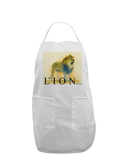 Lion Watercolor 1 Text Adult Apron-Bib Apron-TooLoud-White-One-Size-Davson Sales