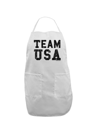 Team USA Distressed Text Adult Apron-Bib Apron-TooLoud-White-One-Size-Davson Sales