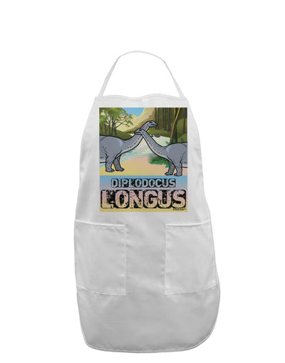 Diplodocus Longus - With Name Adult Apron-Bib Apron-TooLoud-White-One-Size-Davson Sales