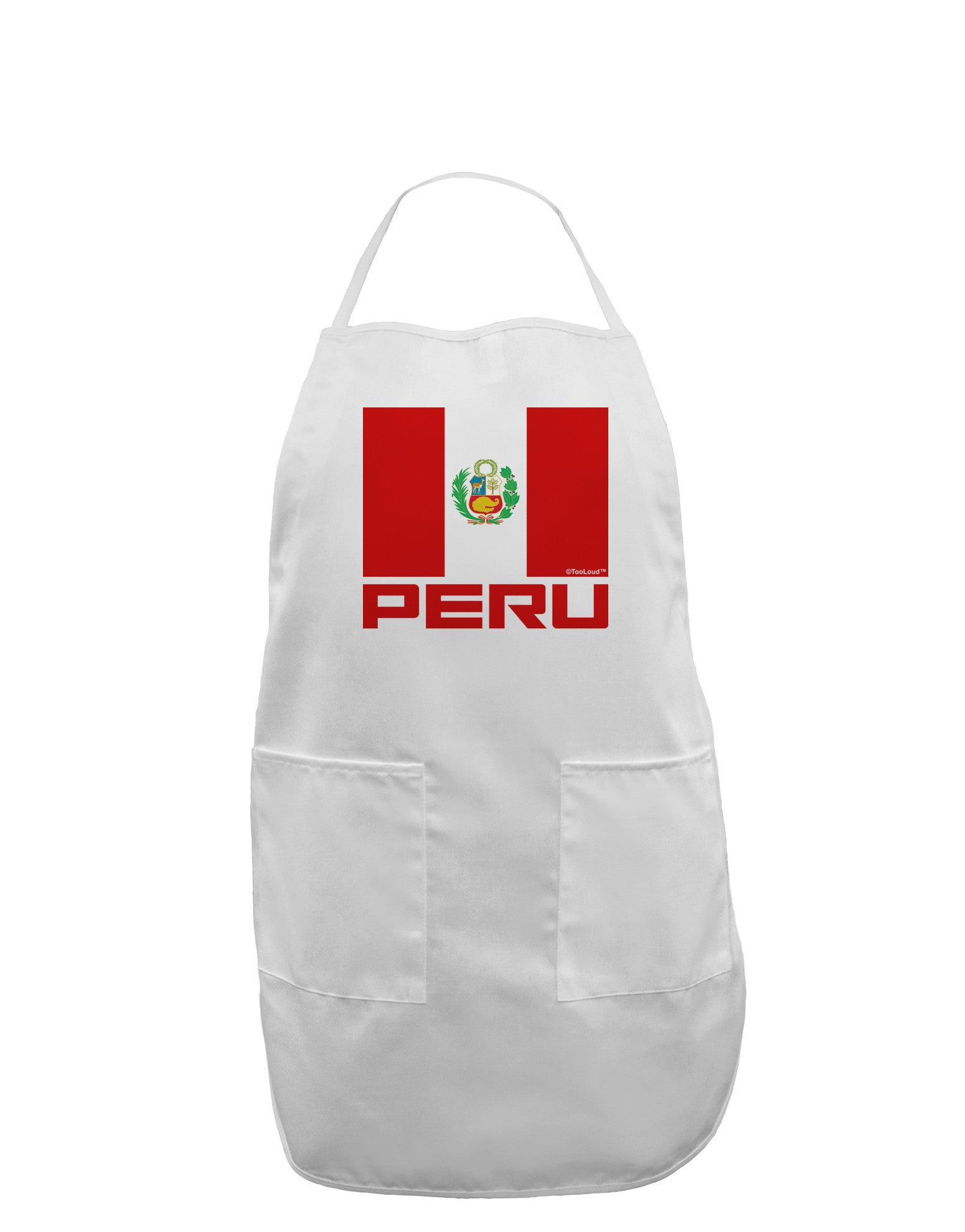 Peru Flag Adult Apron-Bib Apron-TooLoud-White-One-Size-Davson Sales