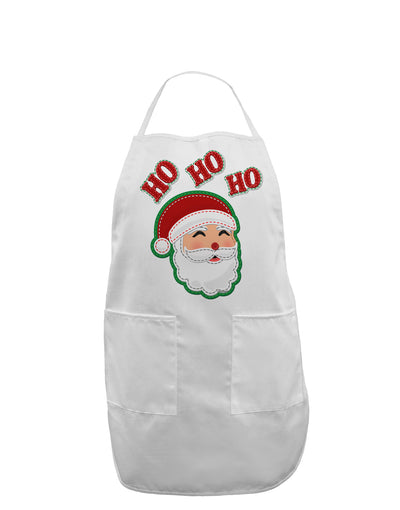 Ho Ho Ho Santa Claus Face Faux Applique Adult Apron-Bib Apron-TooLoud-White-One-Size-Davson Sales