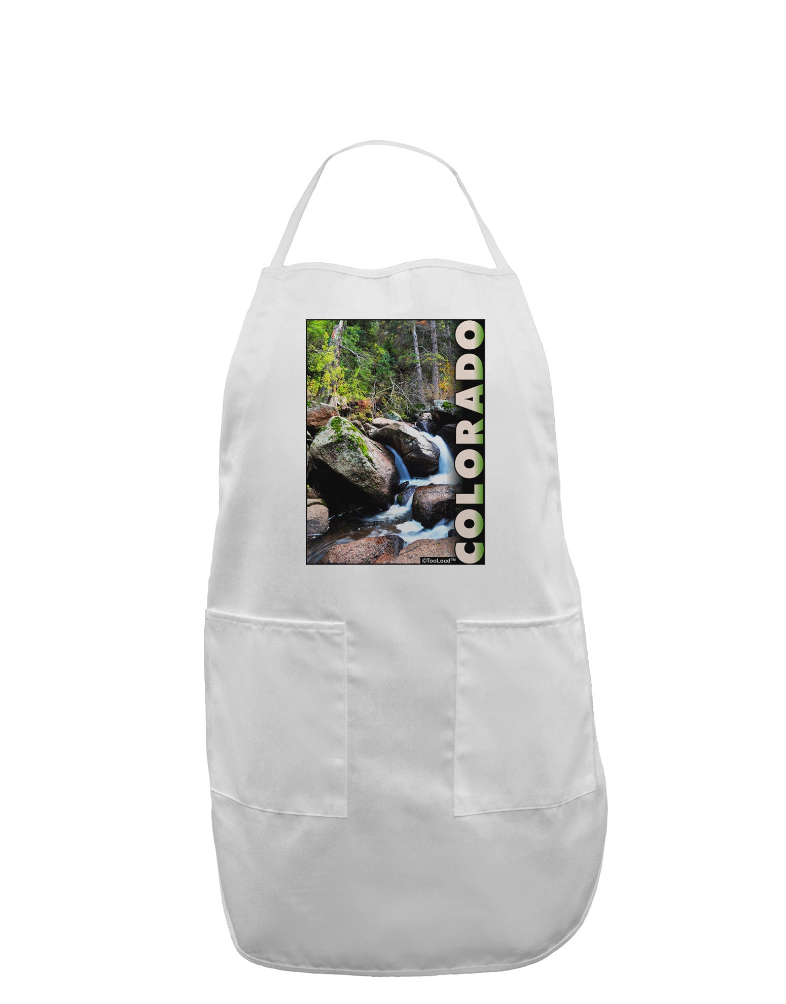 Rockies River with Text Adult Apron-Bib Apron-TooLoud-White-One-Size-Davson Sales
