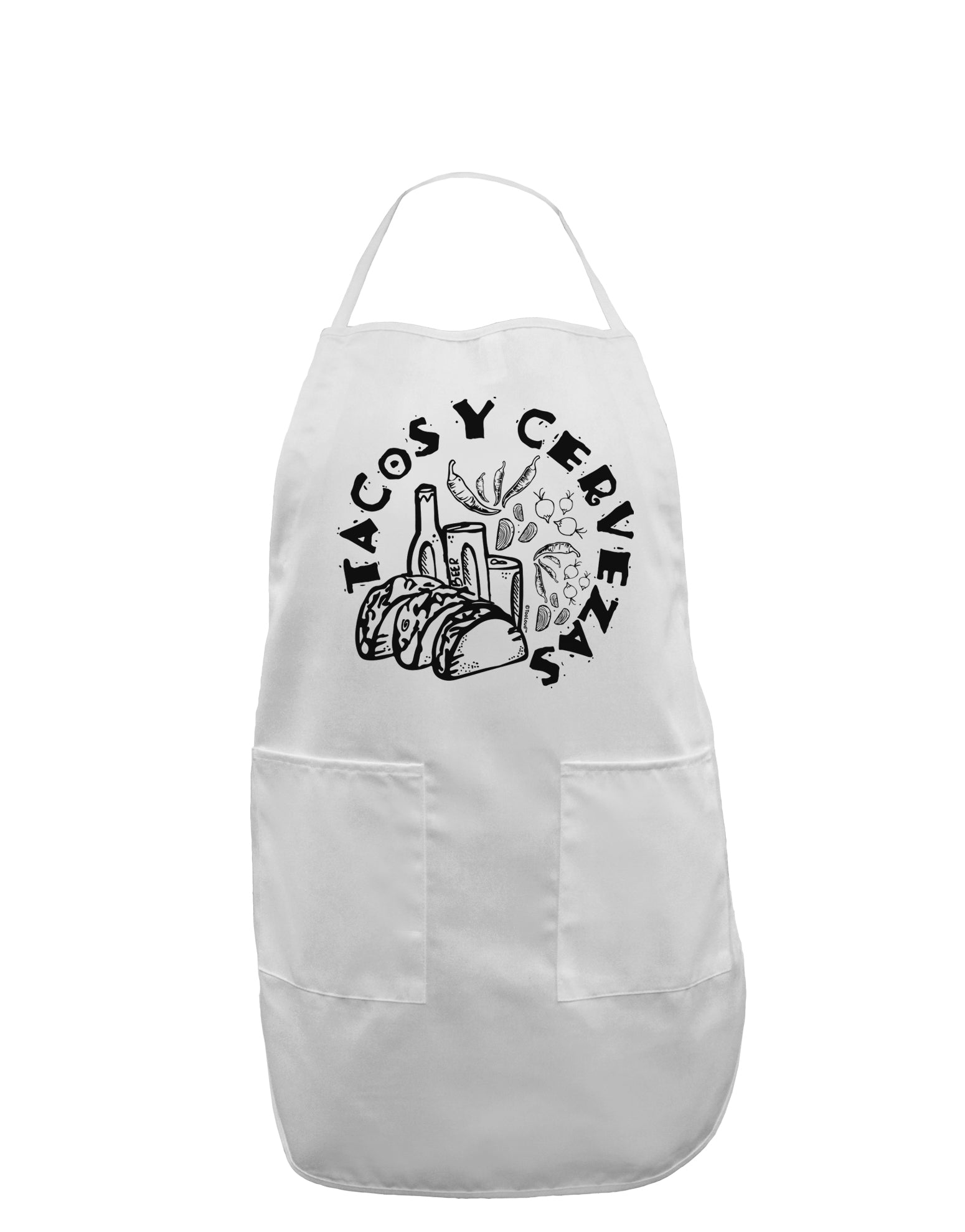 Tacos Y Cervezas Adult Apron-Bib Apron-TooLoud-White-One-Size-Davson Sales
