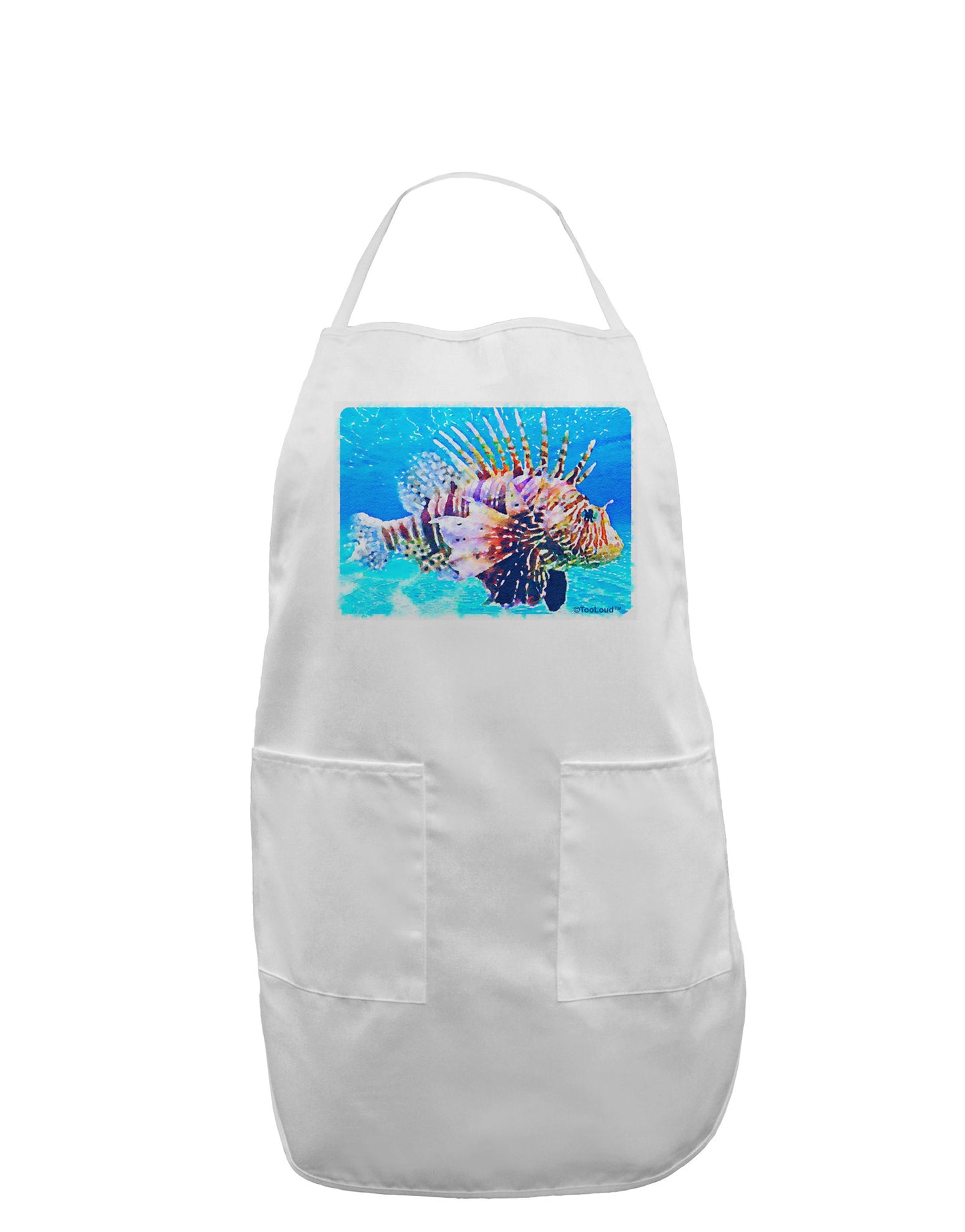 Lionfish in Watercolor Adult Apron by-Bib Apron-TooLoud-White-One-Size-Davson Sales