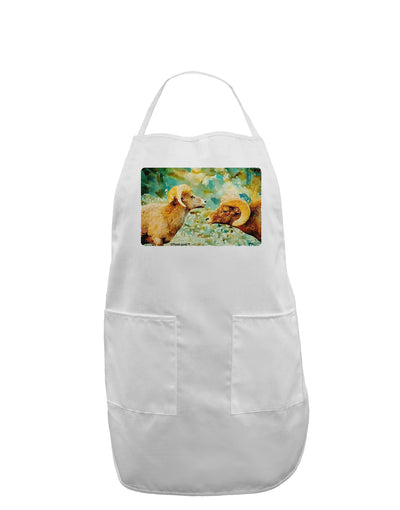 Two Bighorn Rams Watercolor Adult Apron-Bib Apron-TooLoud-White-One-Size-Davson Sales