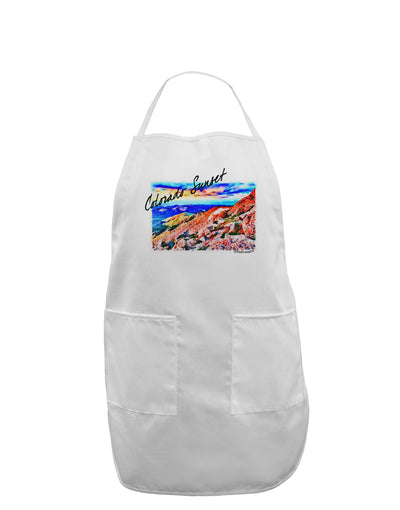 Colorado Mtn Sunset Bold WaterColor Adult Apron-Bib Apron-TooLoud-White-One-Size-Davson Sales