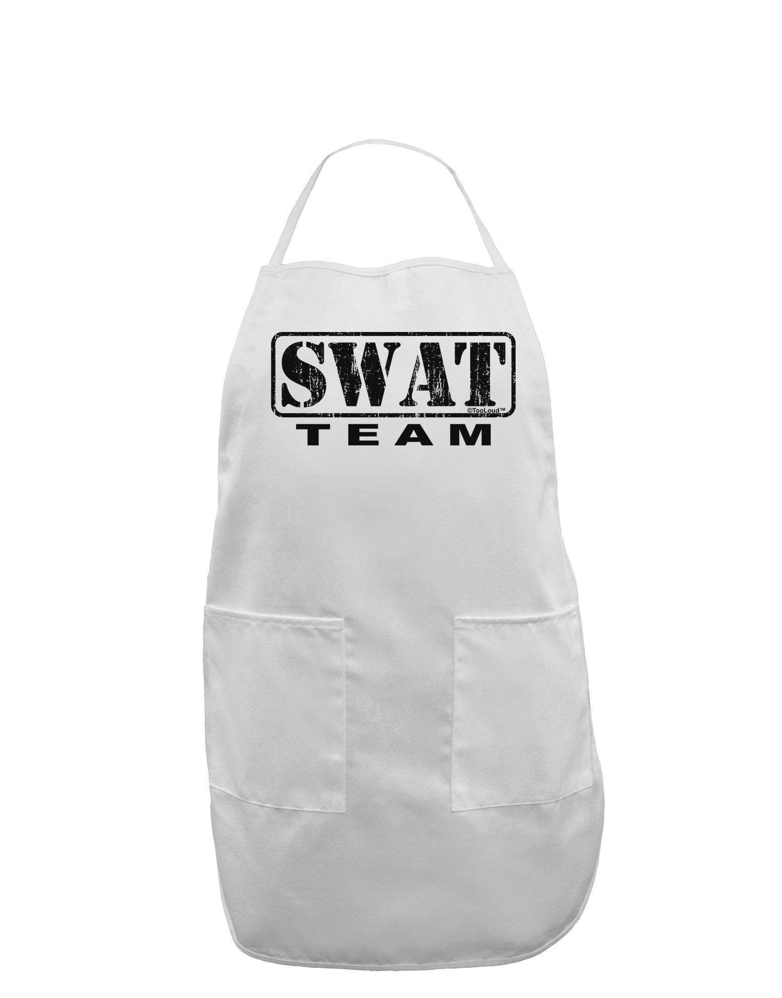 SWAT Team Logo - Distressed Adult Apron-Bib Apron-TooLoud-White-One-Size-Davson Sales