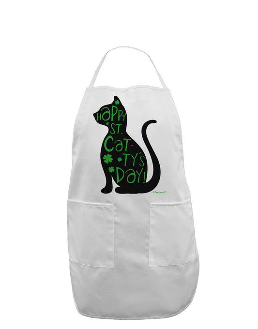 Happy St. Catty's Day - St. Patrick's Day Cat Adult Apron by TooLoud-Bib Apron-TooLoud-White-One-Size-Davson Sales