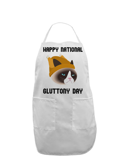 Gluttony Day Disgruntled Cat Adult Apron by-Bib Apron-TooLoud-White-One-Size-Davson Sales