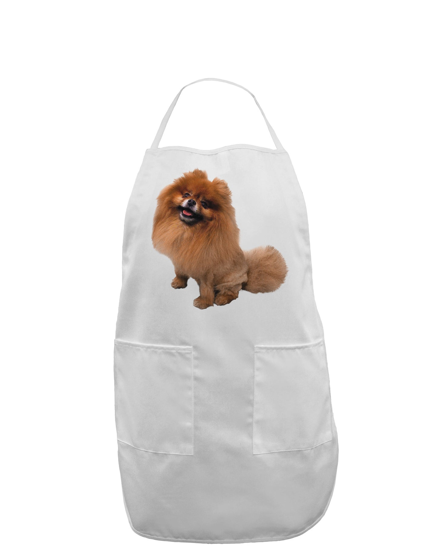Pomeranian Sitting All Cute-Like Adult Apron-Bib Apron-TooLoud-White-One-Size-Davson Sales