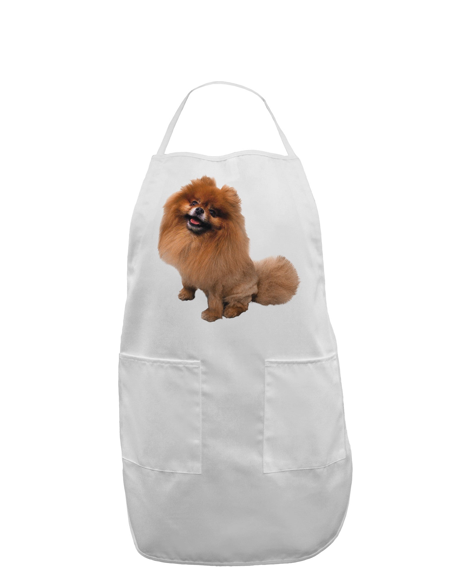 Pomeranian Sitting All Cute-Like Adult Apron-Bib Apron-TooLoud-White-One-Size-Davson Sales