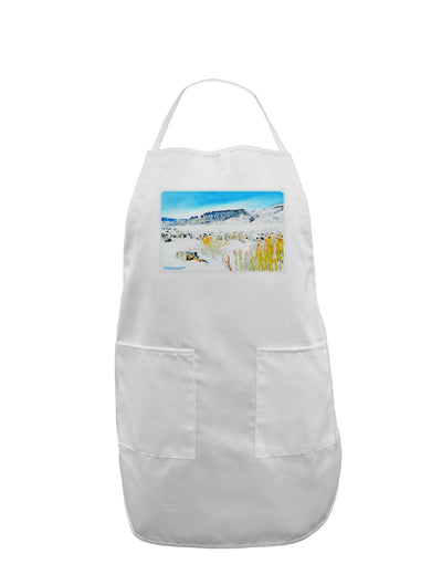 CO Snow Scene Watercolor Adult Apron-Bib Apron-TooLoud-White-One-Size-Davson Sales